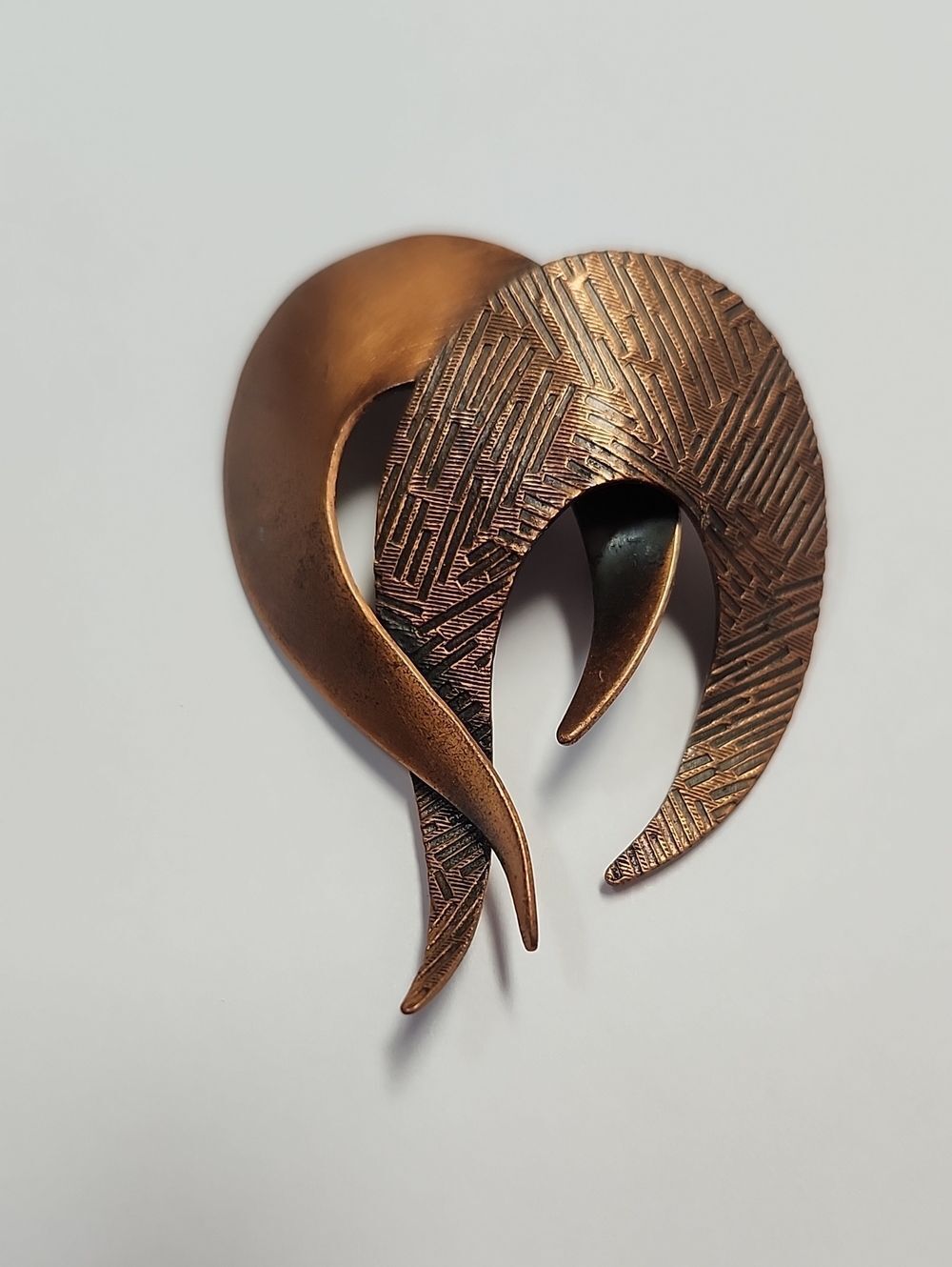 Abstract Solid Copper Sculptural Pin Brooch
